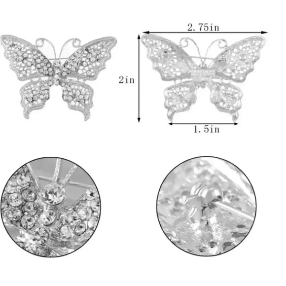 🆕 Butterfly Filigree Brooch Pin Silver🆕 - Picture 4 of 5